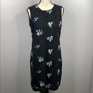 Ann Taylor black eyelet lace blue floral dress - 6